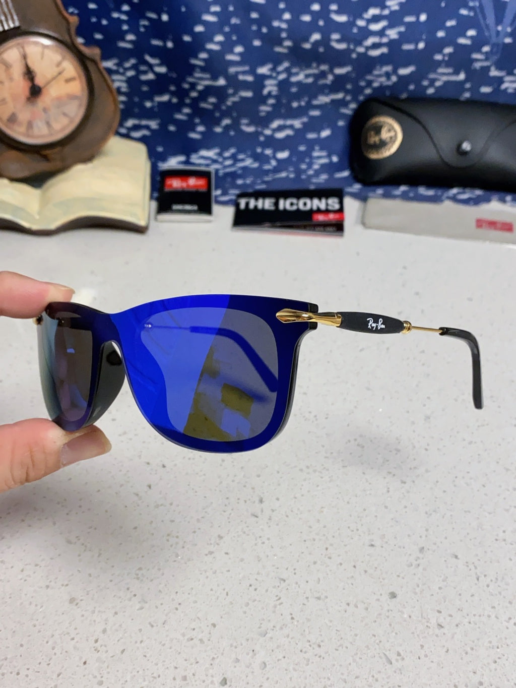 Ray-Ban RB2148 Polarized Square Blue Lens Sunglasses for Men & Women - detail image 6