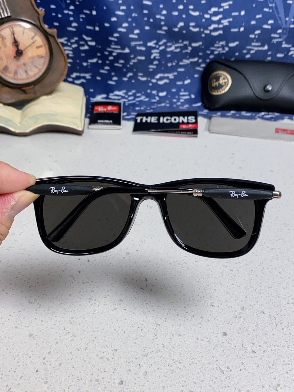 Ray-Ban RB2148 Polarized Square Gray Lens Sunglasses for Men & Women - detail image 5