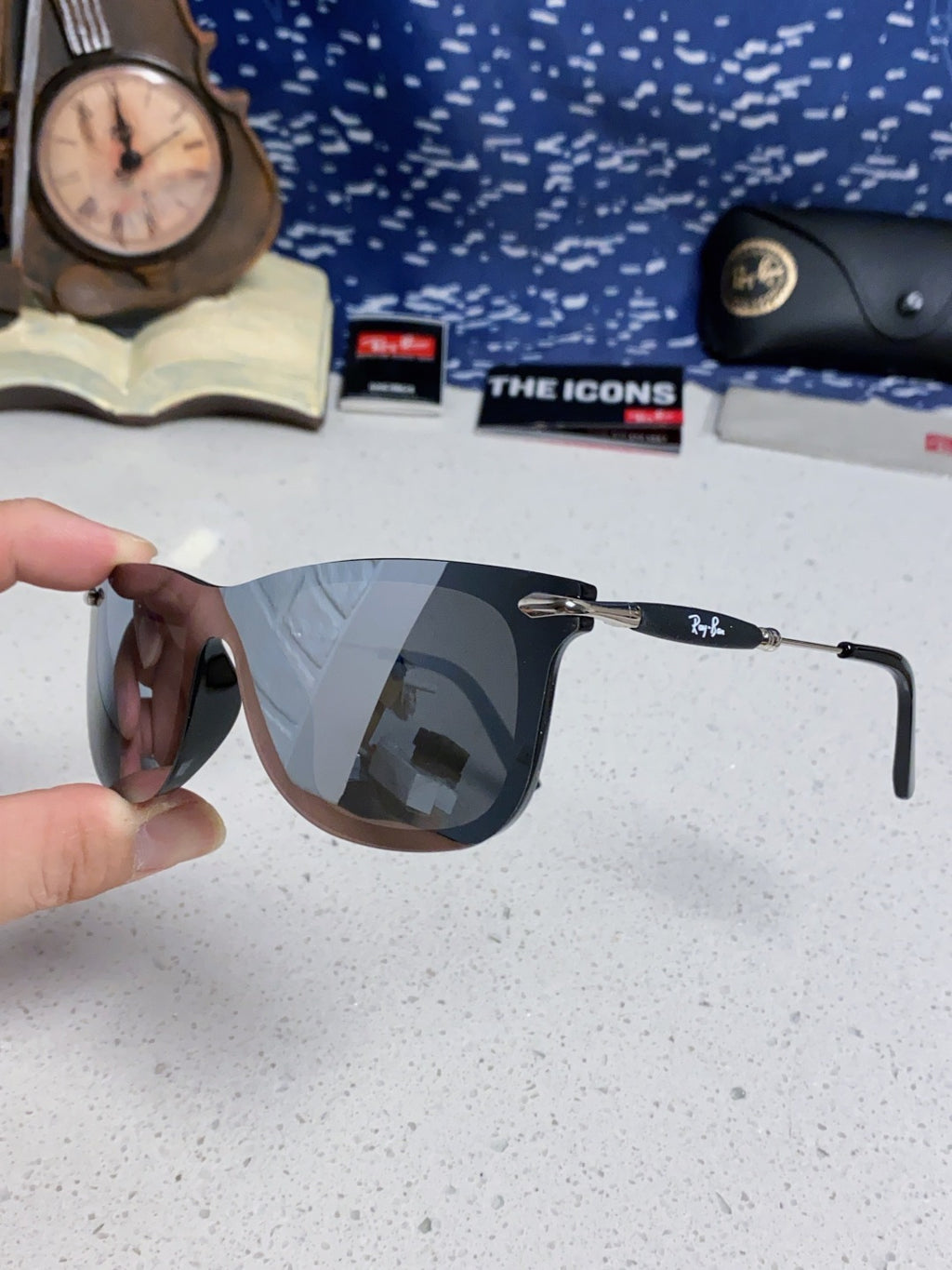 Ray-Ban RB2148 Polarized Square Gray Lens Sunglasses for Men & Women - detail image 6