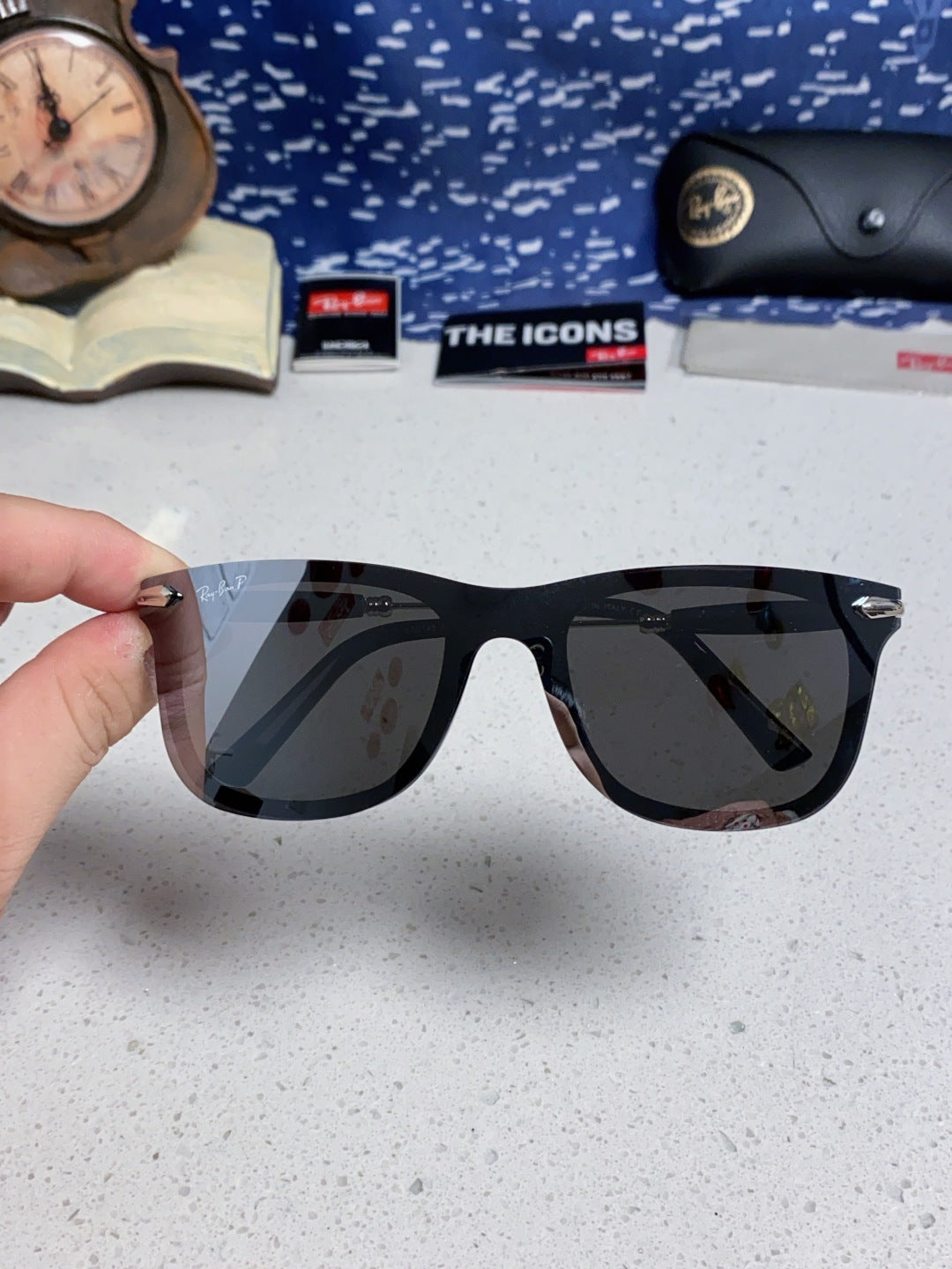 Ray-Ban RB2148 Polarized Square Gray Lens Sunglasses for Men & Women - detail image 4
