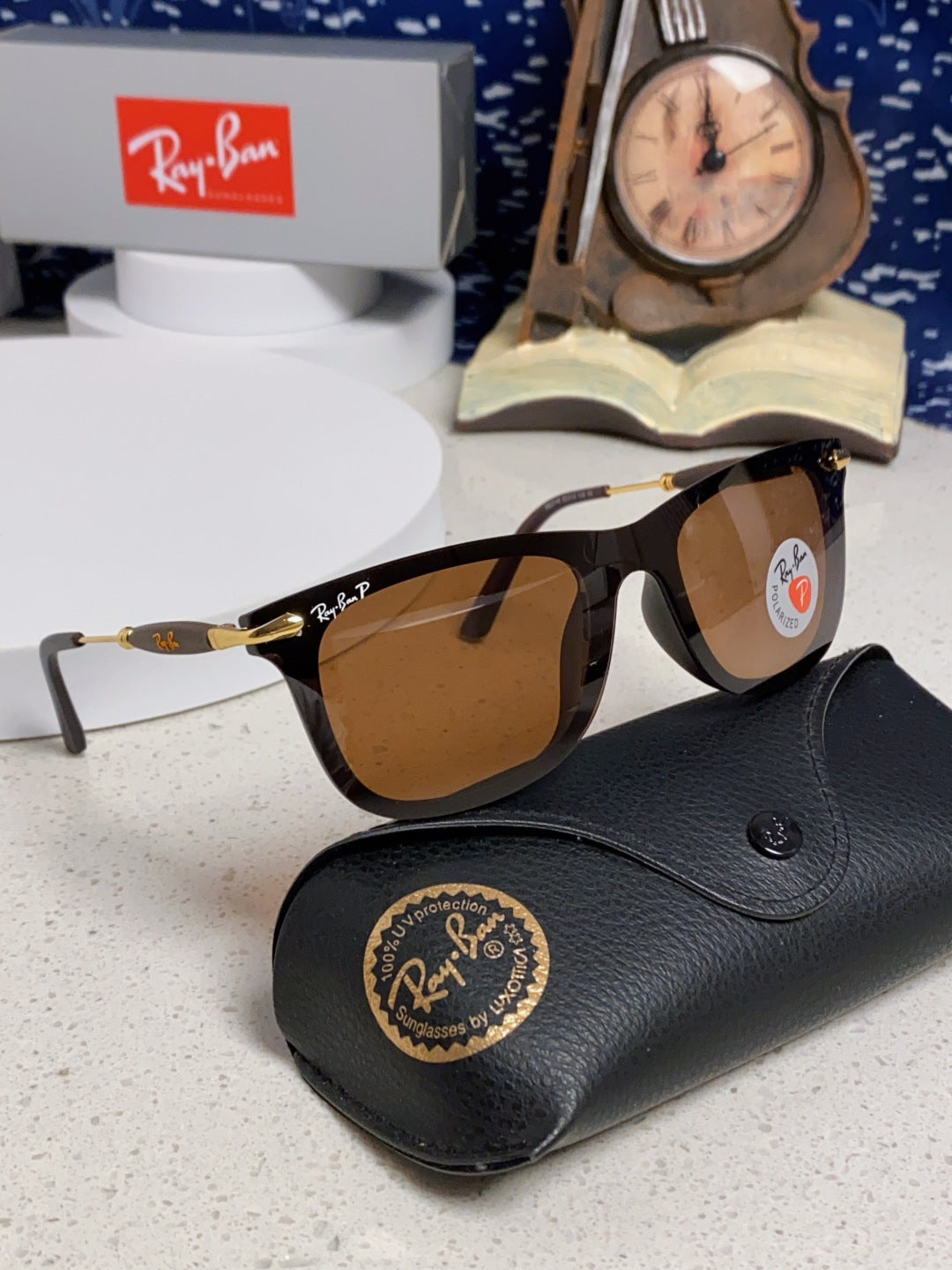 Ray-Ban RB2148 Polarized Square Brown Lens Sunglasses for Men & Women - detail image 10