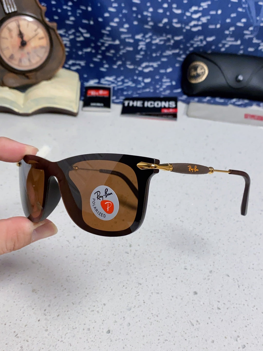 Ray-Ban RB2148 Polarized Square Brown Lens Sunglasses for Men & Women - detail image 6