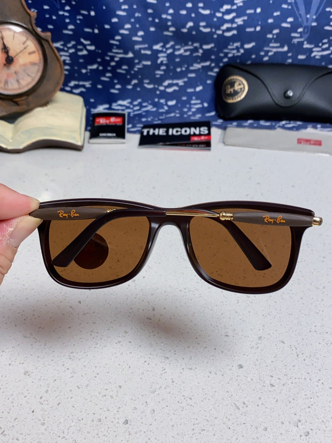 Ray-Ban RB2148 Polarized Square Brown Lens Sunglasses for Men & Women - detail image 5