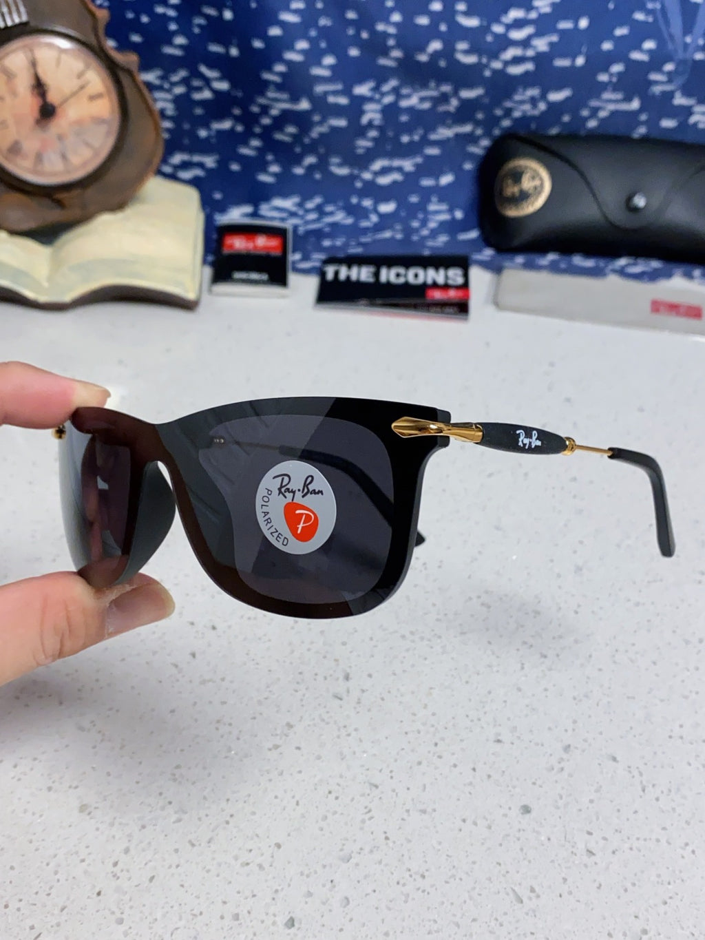 Ray-Ban RB2148 Polarized Square Black Lens Sunglasses for Men & Women - detail image 6