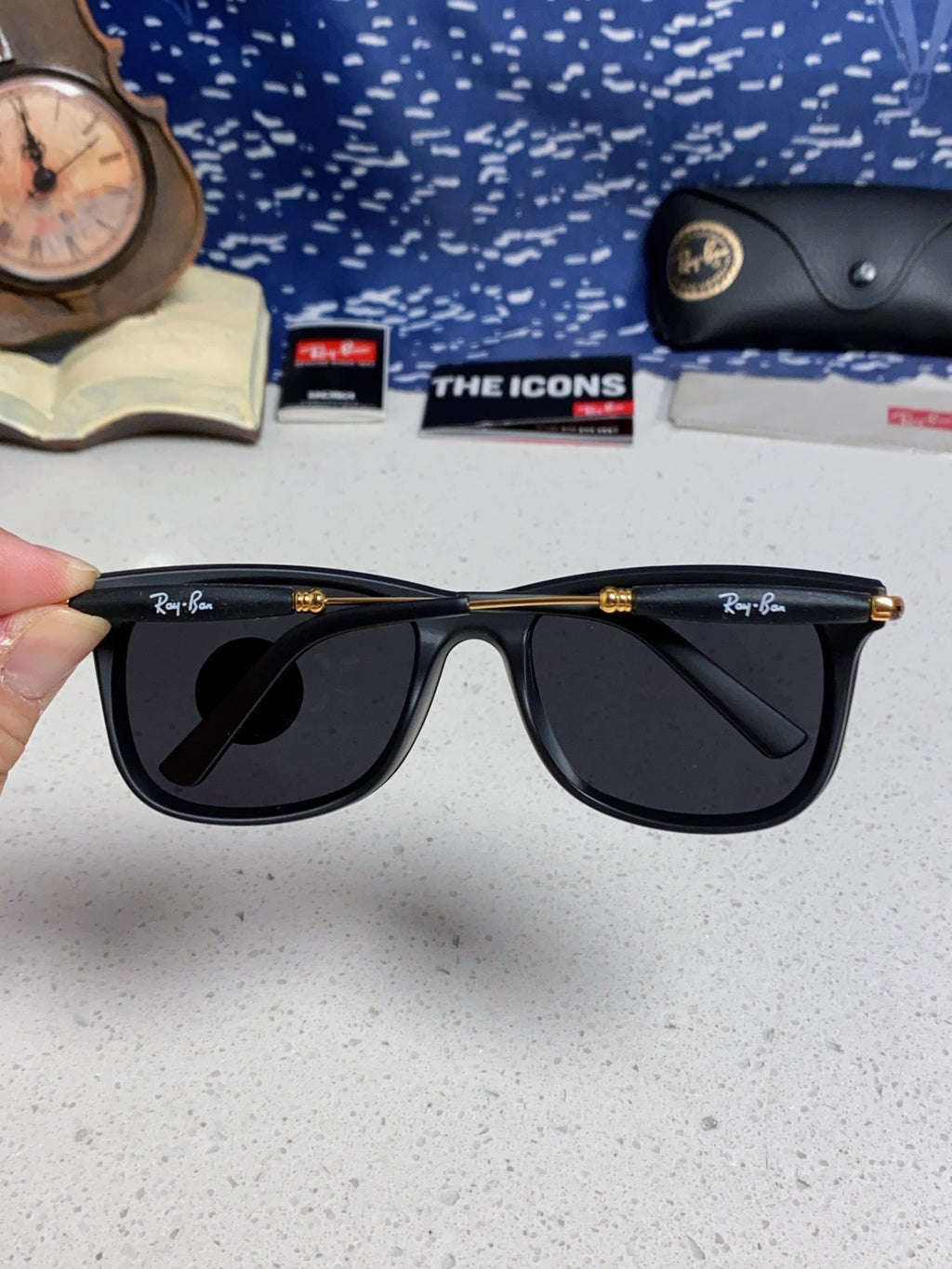 Ray-Ban RB2148 Polarized Square Black Lens Sunglasses for Men & Women - detail image 5