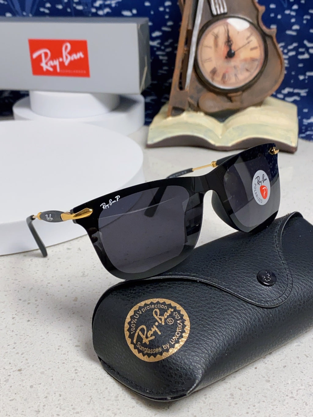 Ray-Ban RB2148 Polarized Square Black Lens Sunglasses for Men & Women - detail image 10