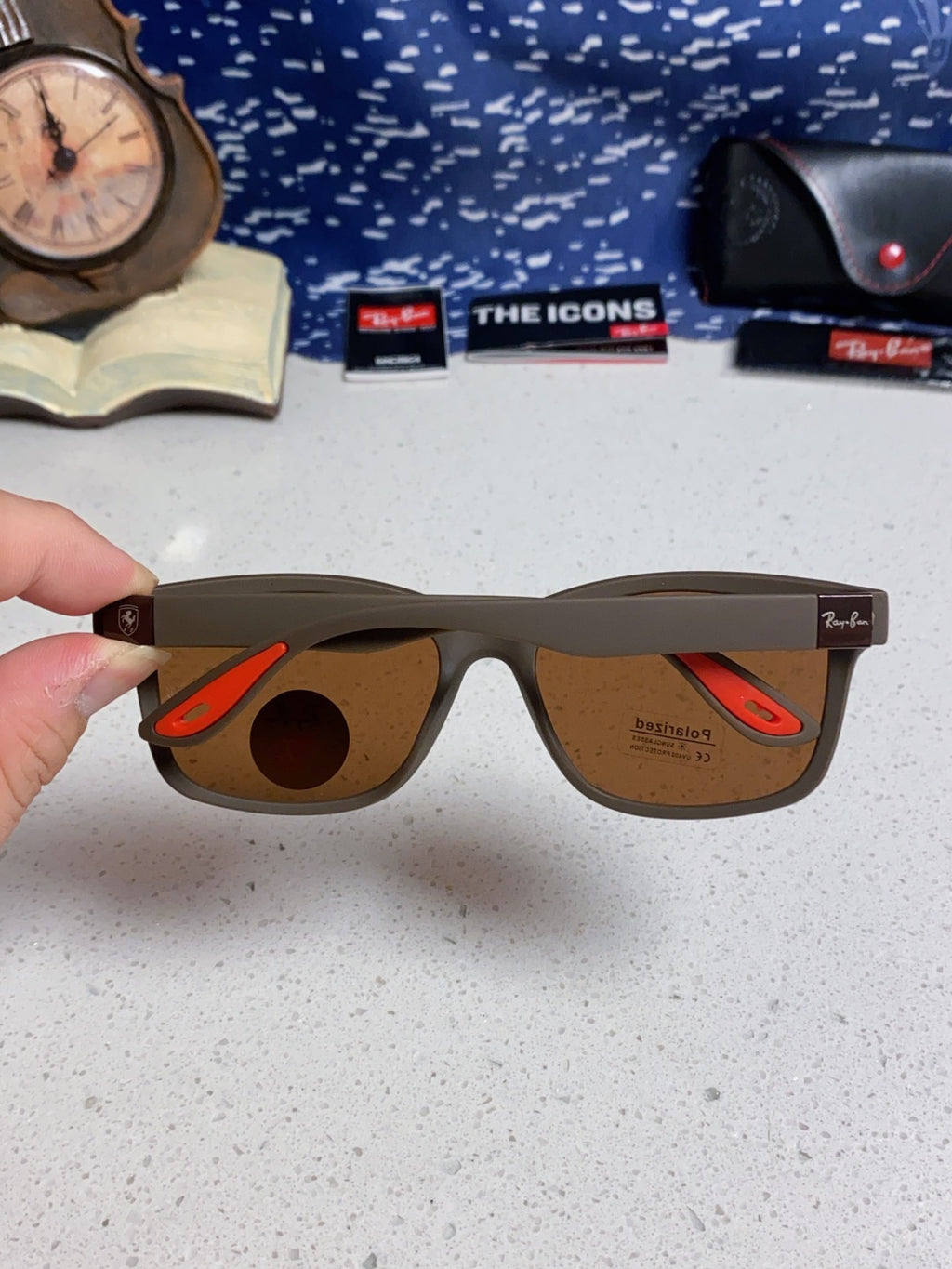 Ray-Ban RB4558 Polarized Square Brown Lens Sunglasses for Men & Women - detail image 5