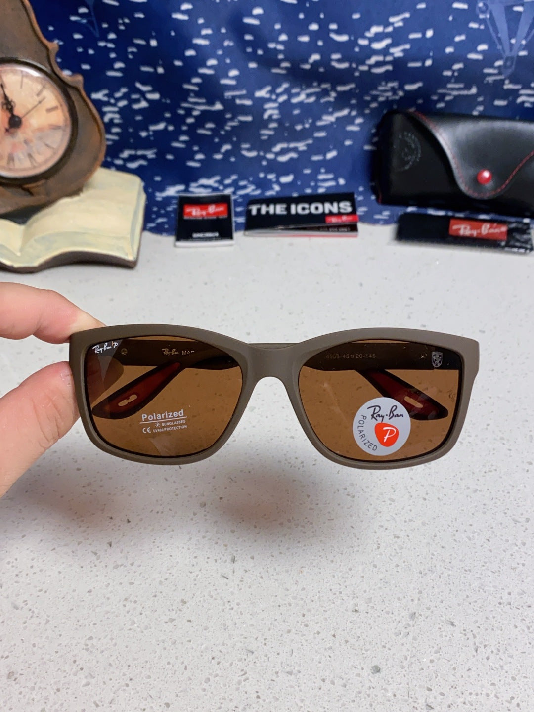 Ray-Ban RB4558 Polarized Square Brown Lens Sunglasses for Men & Women - detail image 4