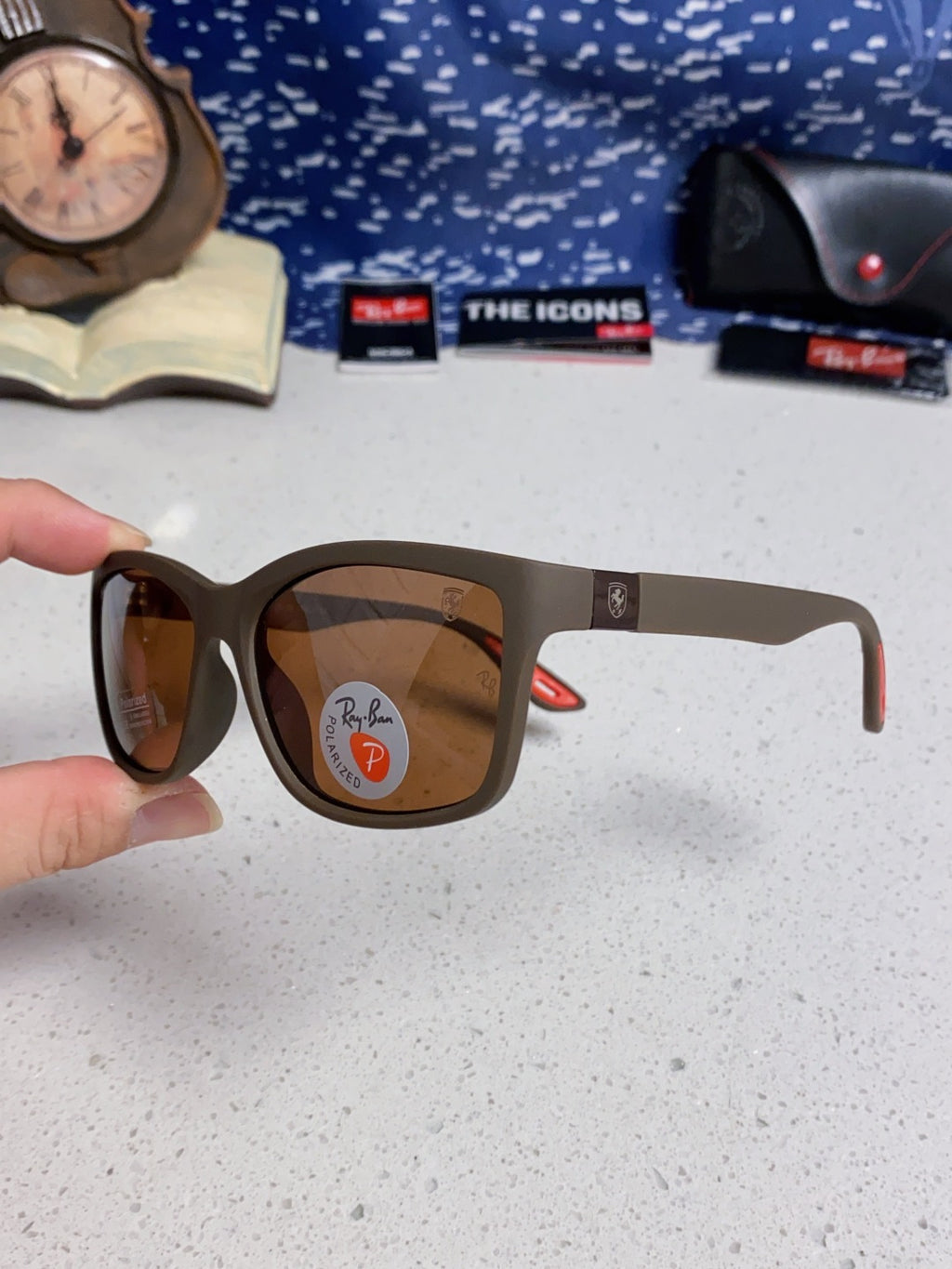 Ray-Ban RB4558 Polarized Square Brown Lens Sunglasses for Men & Women - detail image 6