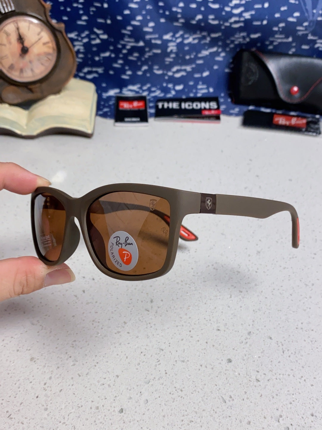 Ray-Ban RB4558 Polarized Square Brown Lens Sunglasses for Men & Women - detail image 6