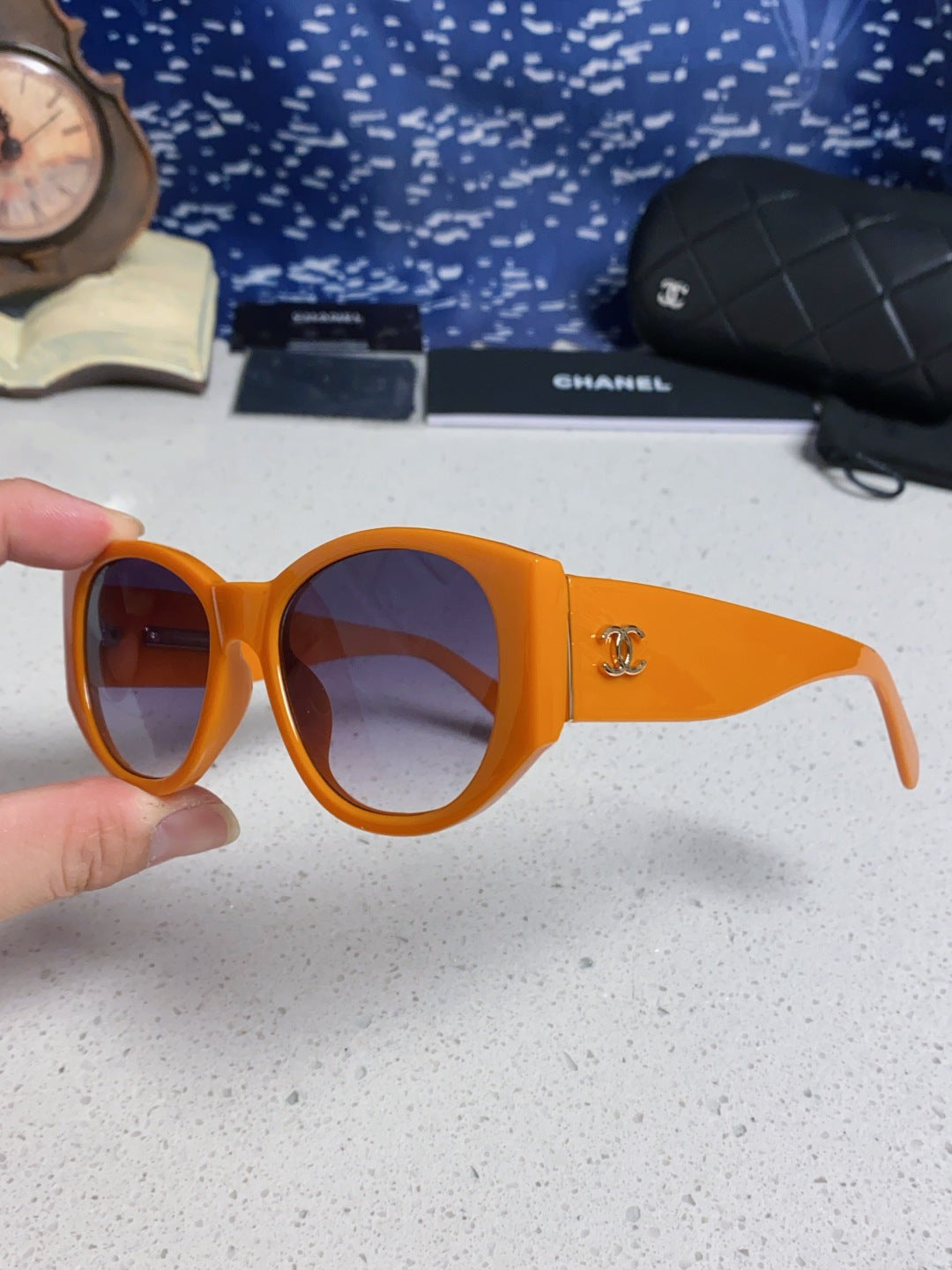 Chanel Polarized Cat-Eye Orange Lens Sunglasses for Women - 158322 - detail image 6