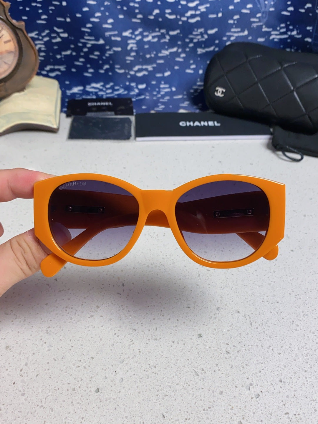 Chanel Polarized Cat-Eye Orange Lens Sunglasses for Women - 158322 - detail image 4