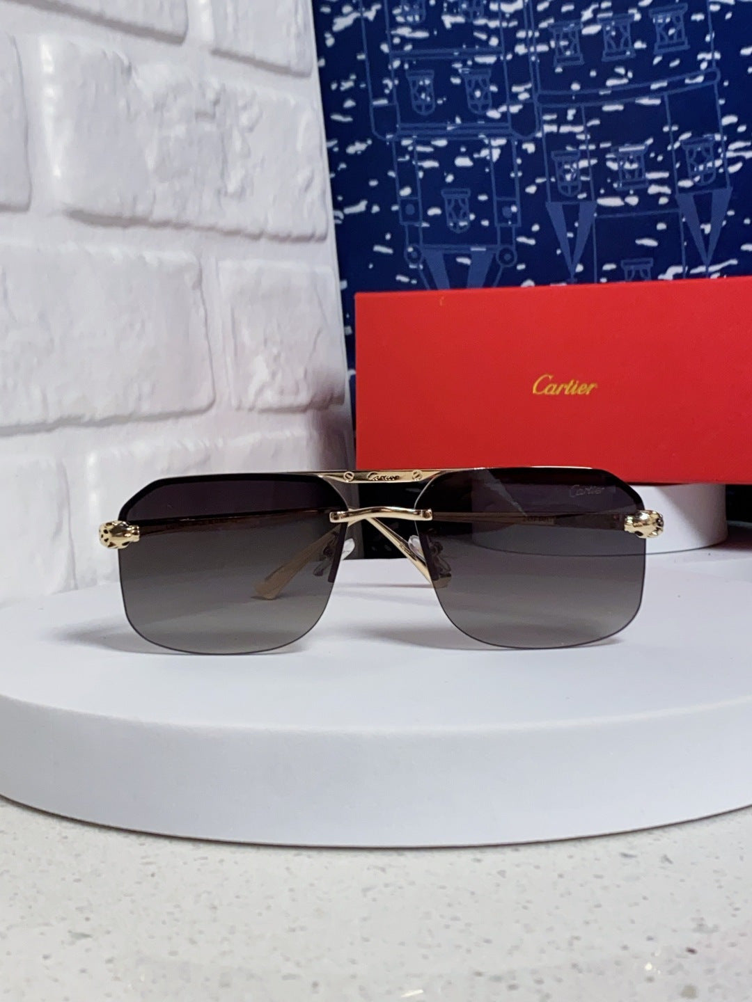 Cartier Metal Square Silver Lens Sunglasses for Men & Women - 399005 - detail image 2