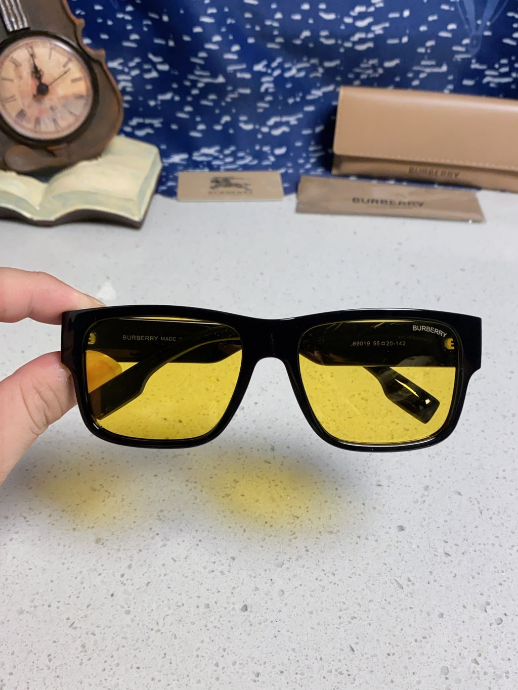 Burberry Polarized Square Yellow Lens Sunglasses for Men & Women - detail image 4
