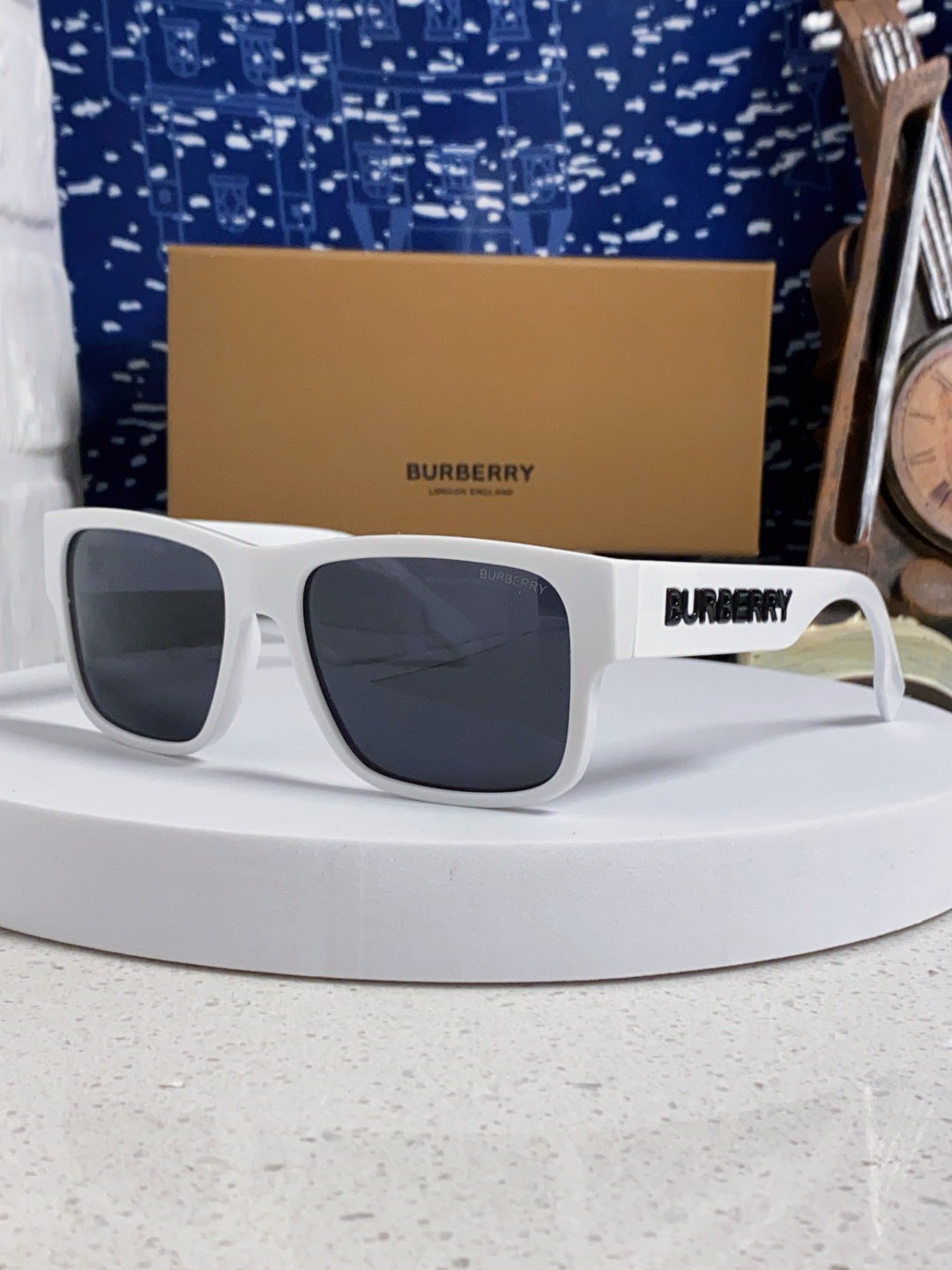 Burberry Polarized Square Silver Lens Sunglasses for Men & Women - 867200