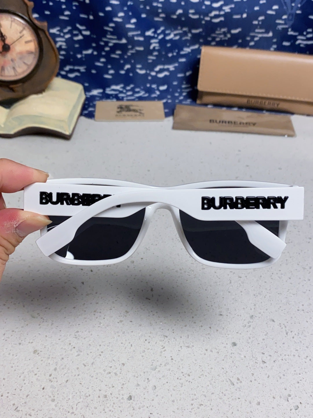 Burberry Polarized Square Silver Lens Sunglasses for Men & Women - detail image 5