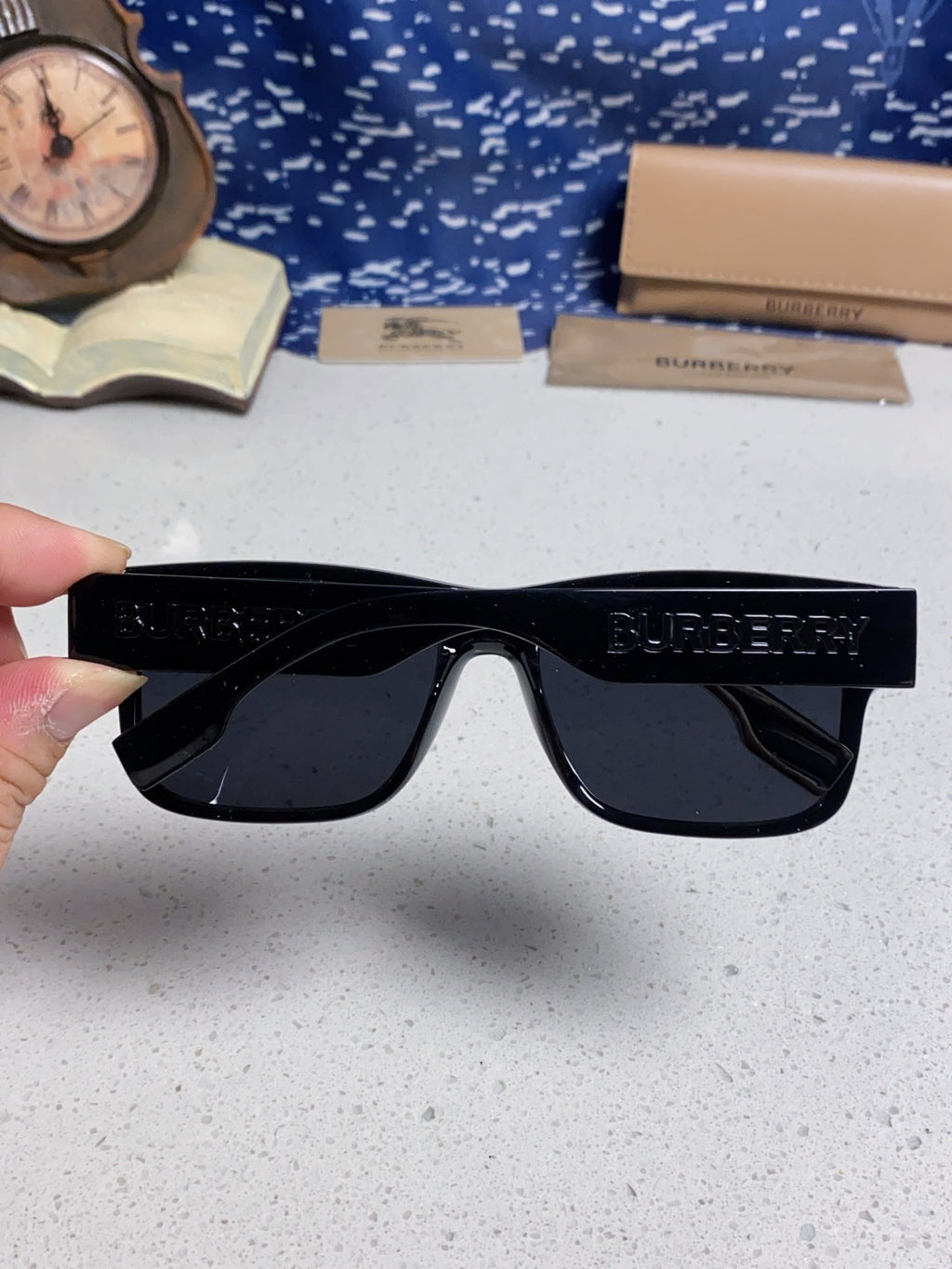 Burberry Polarized Square Black Lens Sunglasses for Men & Women - detail image 5