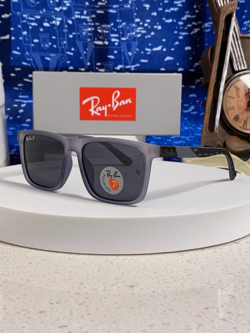 Ray-Ban RB69030 Square Silver Lens Sunglasses for Men - 450161