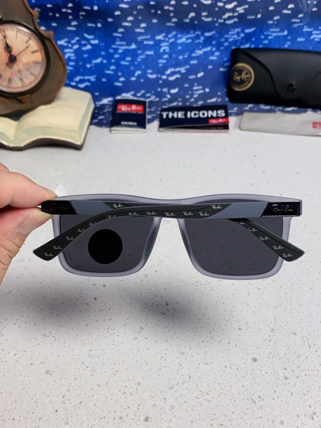 Ray-Ban RB69030 Square Silver Lens Sunglasses for Men - 450161 - detail image 5