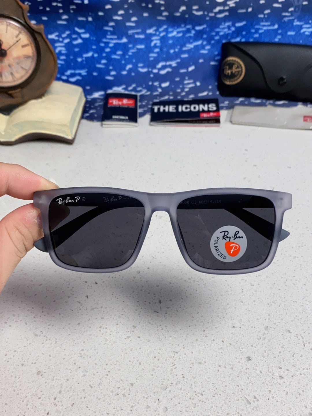 Ray-Ban RB69030 Square Silver Lens Sunglasses for Men - 450161 - detail image 4