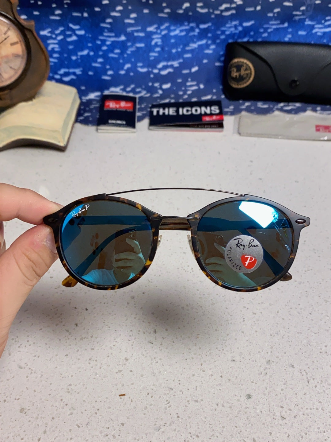 Ray-Ban RB4266 Round Blue Lens Sunglasses for Men & Women - detail image 4