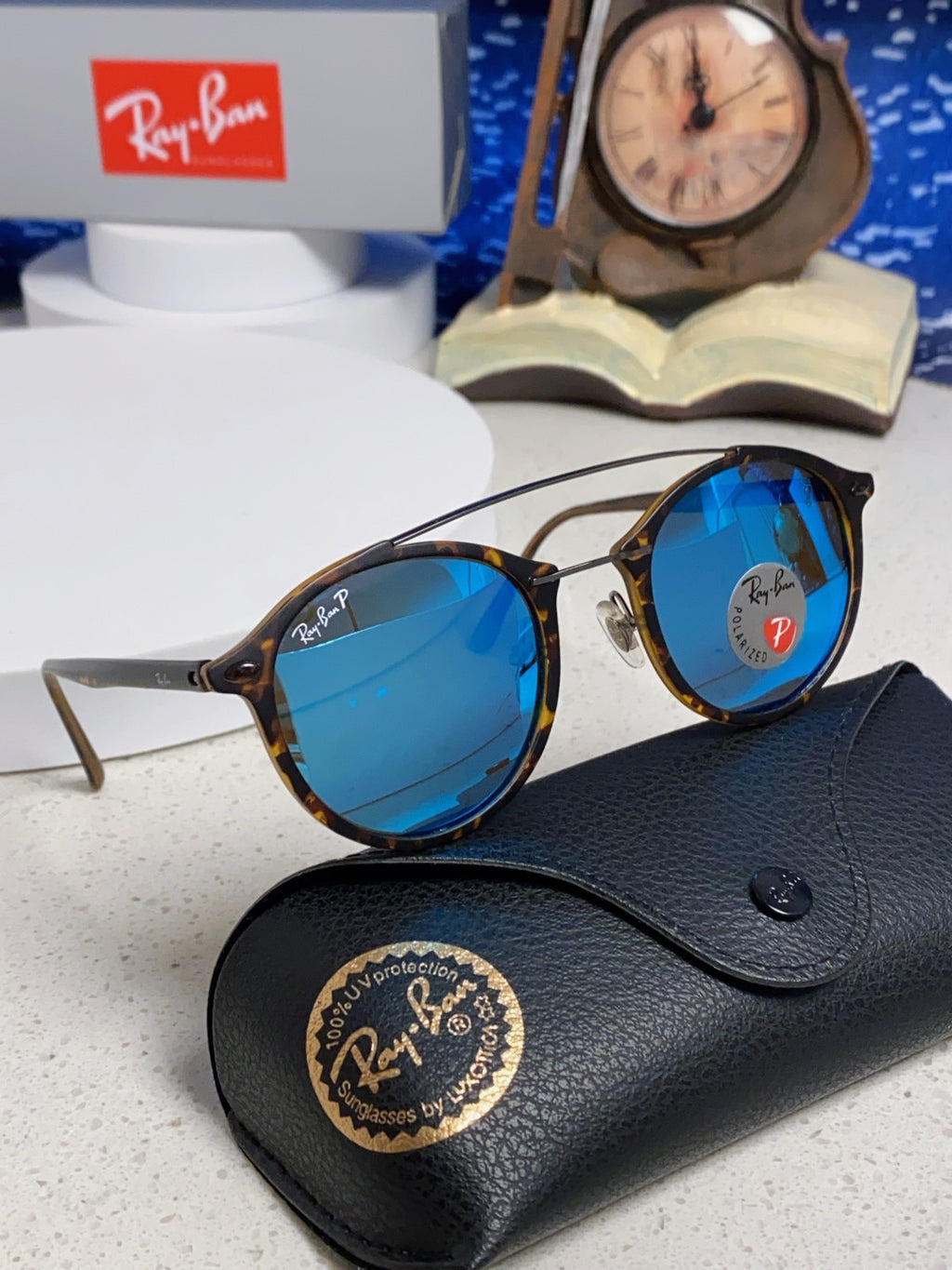 Ray-Ban RB4266 Round Blue Lens Sunglasses for Men & Women - detail image 10