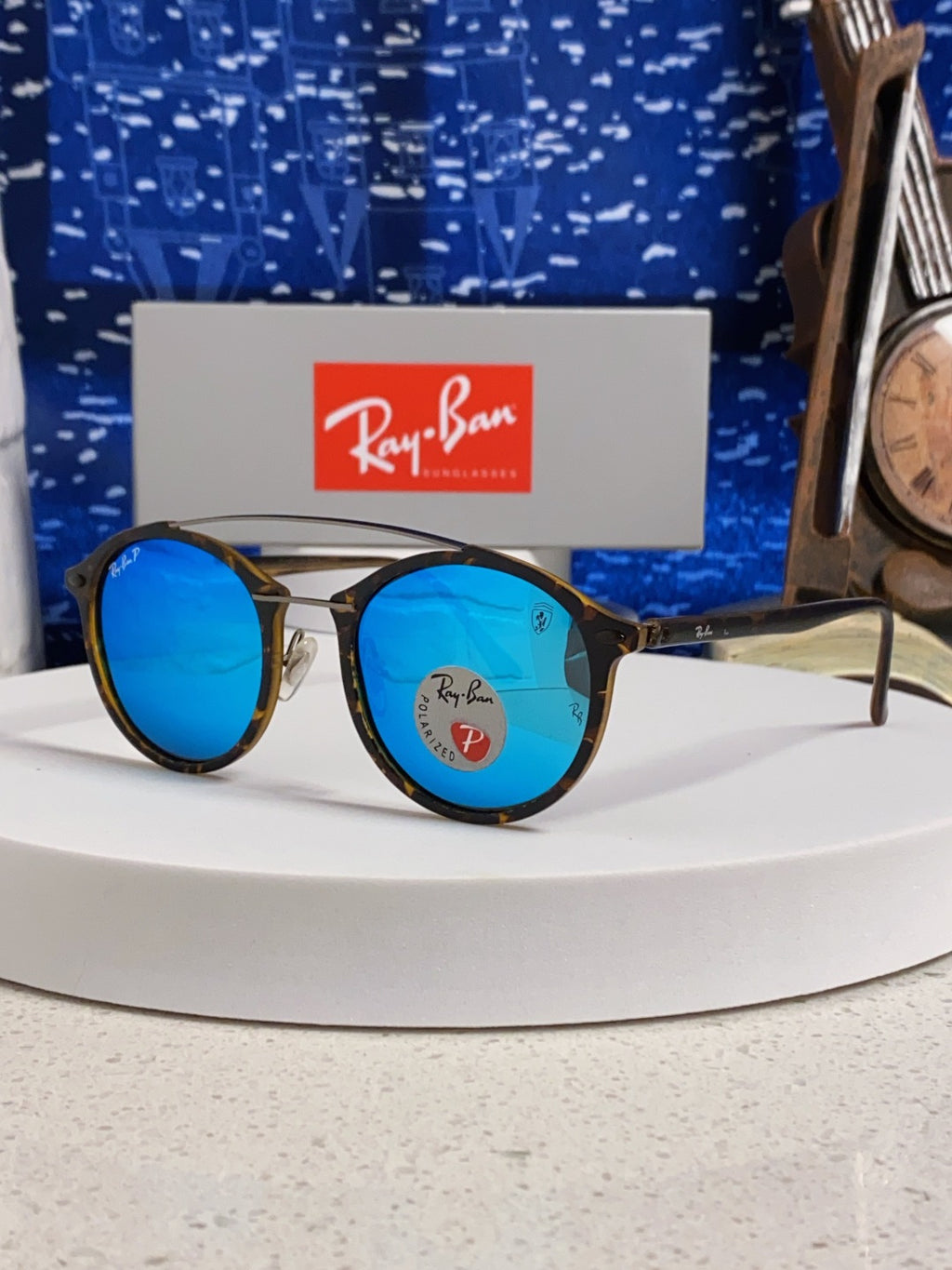 Ray-Ban RB4266 Round Blue Lens Sunglasses for Men & Women