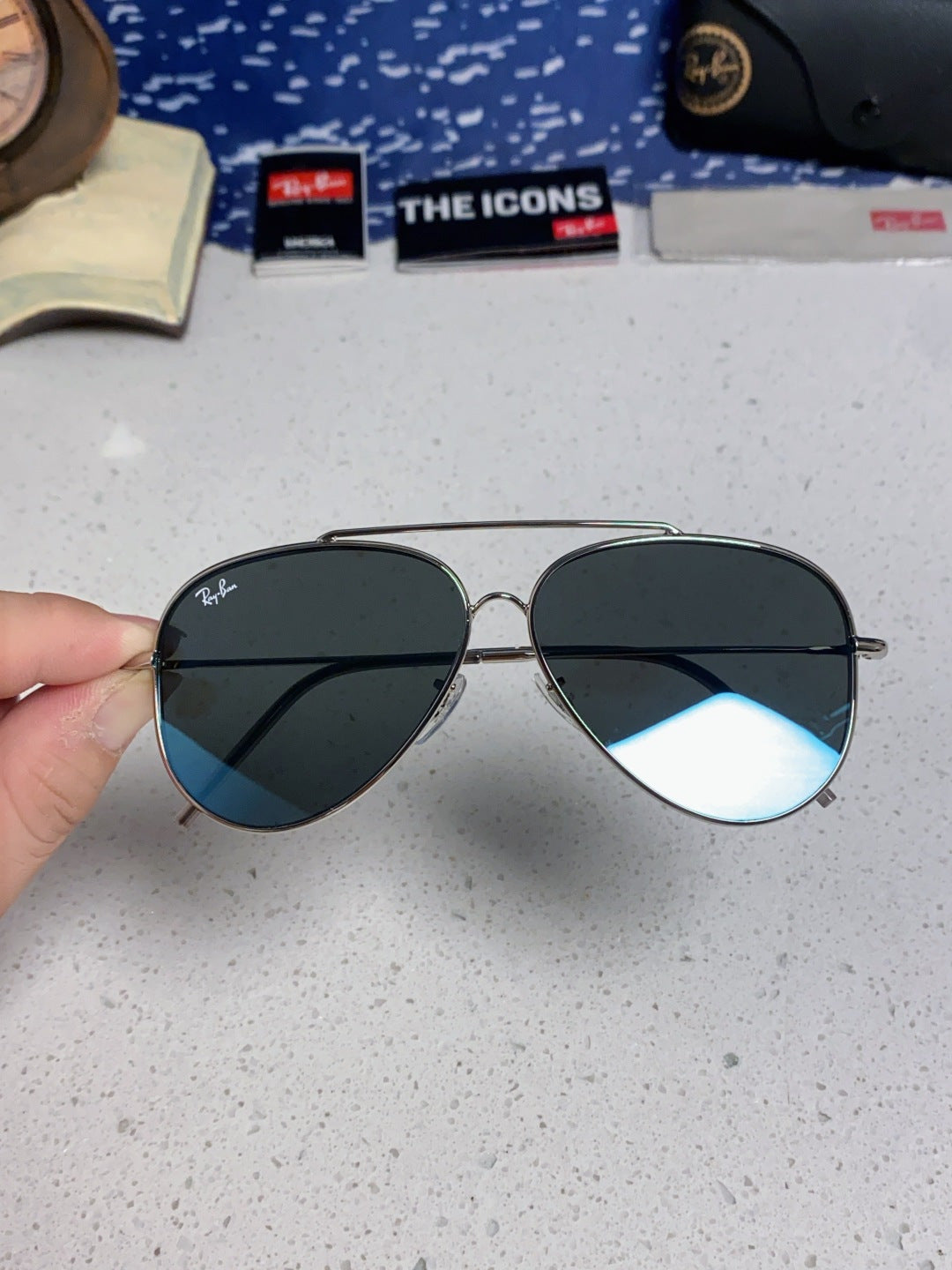Ray-Ban BR0101S Aviator Silver Lens Sunglasses for Men & Women - 416635 - detail image 5