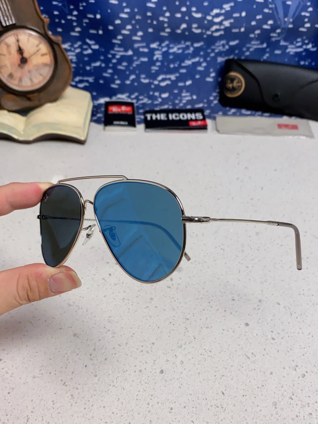 Ray-Ban BR0101S Aviator Silver Lens Sunglasses for Men & Women - detail image 7