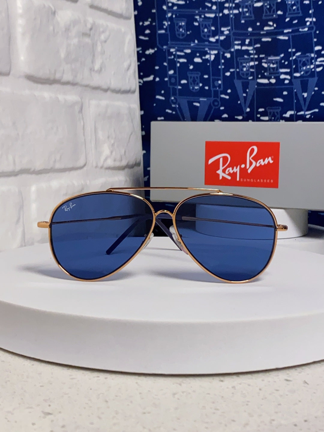 Ray-Ban BR0101S Aviator Blue Lens Sunglasses for Men & Women - 416636