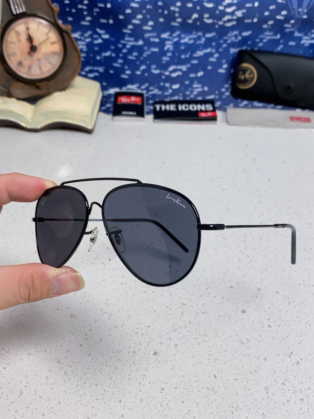 Ray-Ban BR0101S Aviator Black Lens Sunglasses for Men & Women - detail image 7