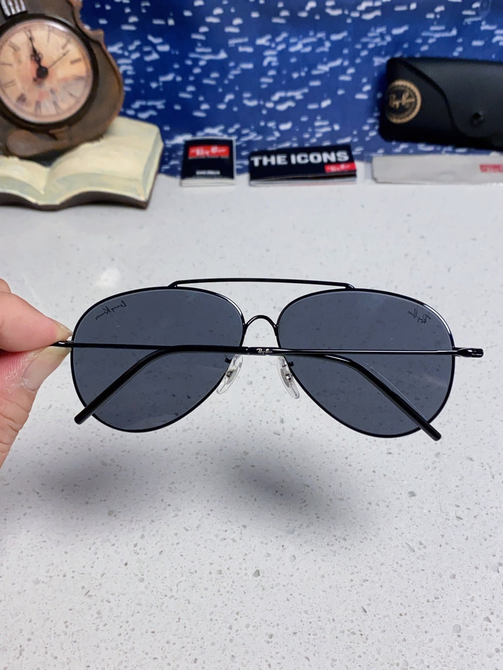 Ray-Ban BR0101S Aviator Black Lens Sunglasses for Men & Women - detail image 6