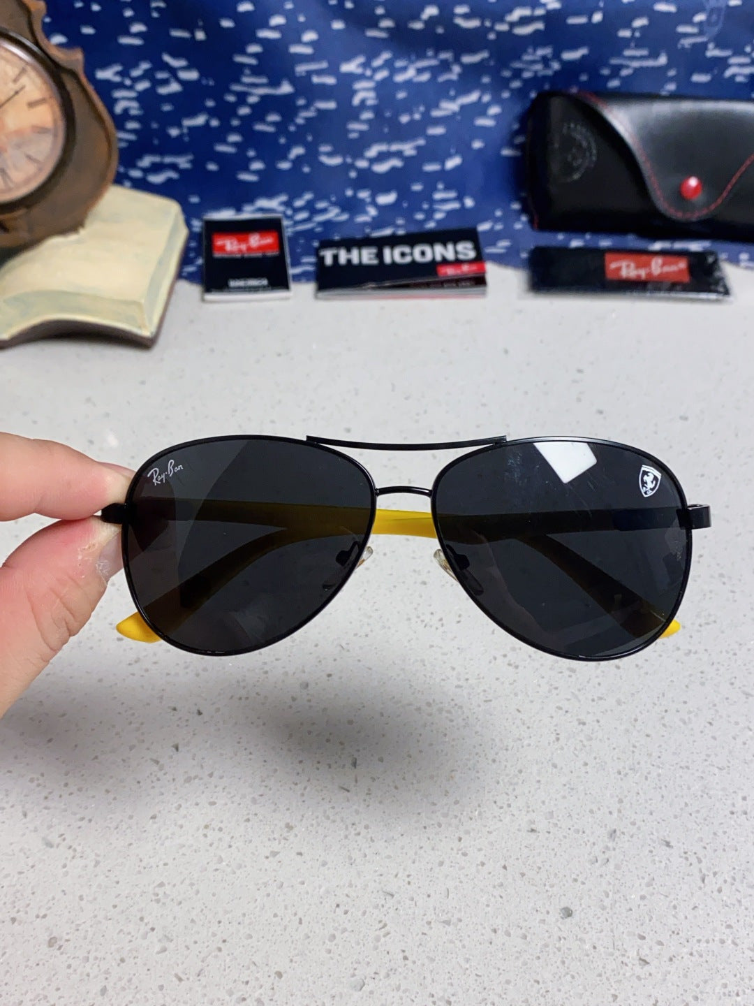 Ray-Ban RB8313 Aviator Black Lens Sunglasses for Men & Women - detail image 3
