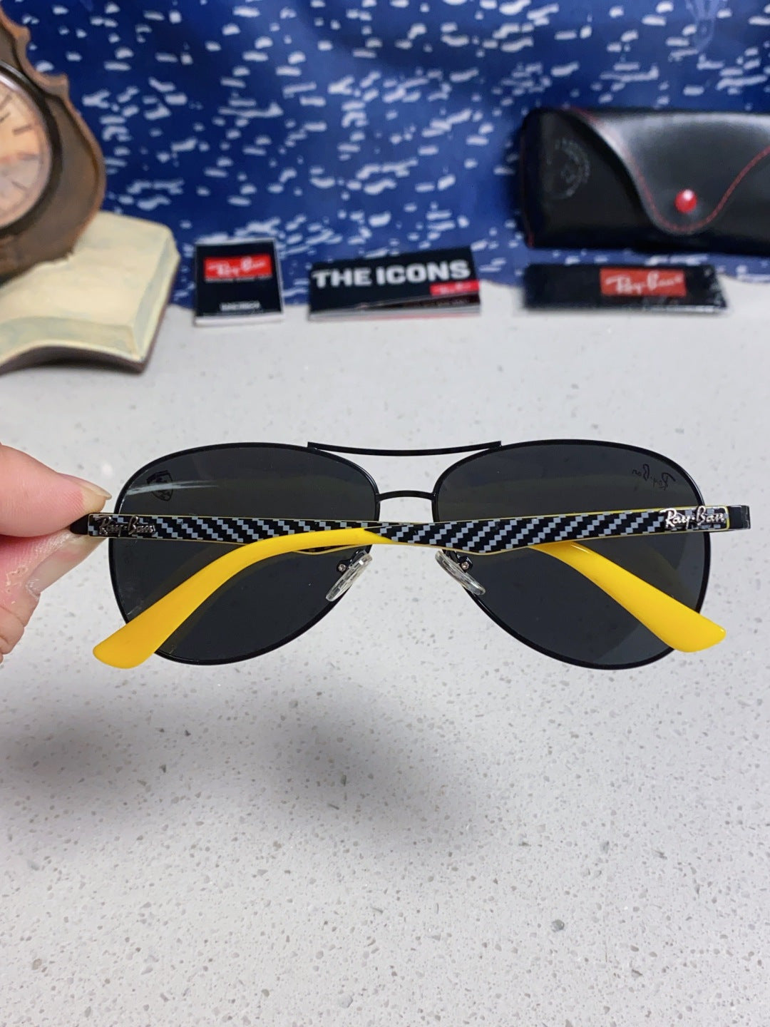Ray-Ban RB8313 Aviator Black Lens Sunglasses for Men & Women - detail image 4