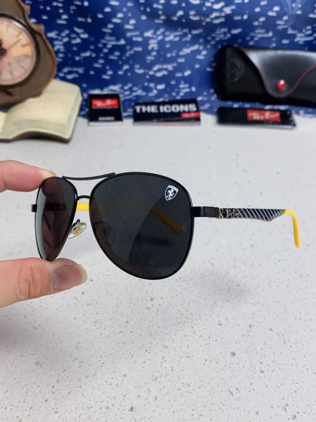 Ray-Ban RB8313 Aviator Black Lens Sunglasses for Men & Women - detail image 5