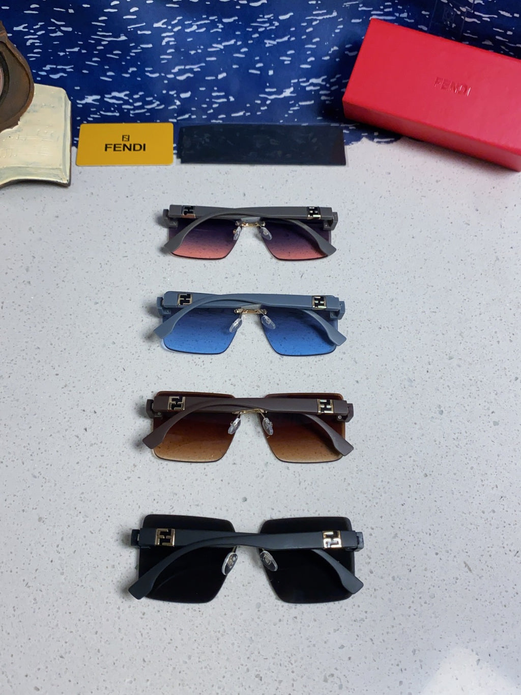 Fendi Lightweight Rimless Blue Lens Sunglasses for Women - detail image 11