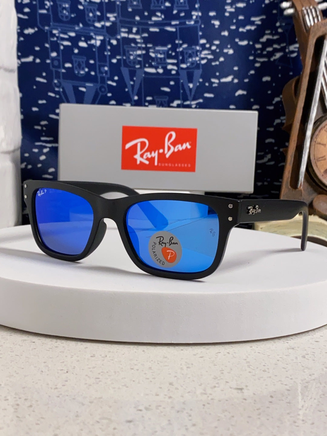Ray-Ban RB2283 Polarized Square Blue Lens Sunglasses for Men & Women