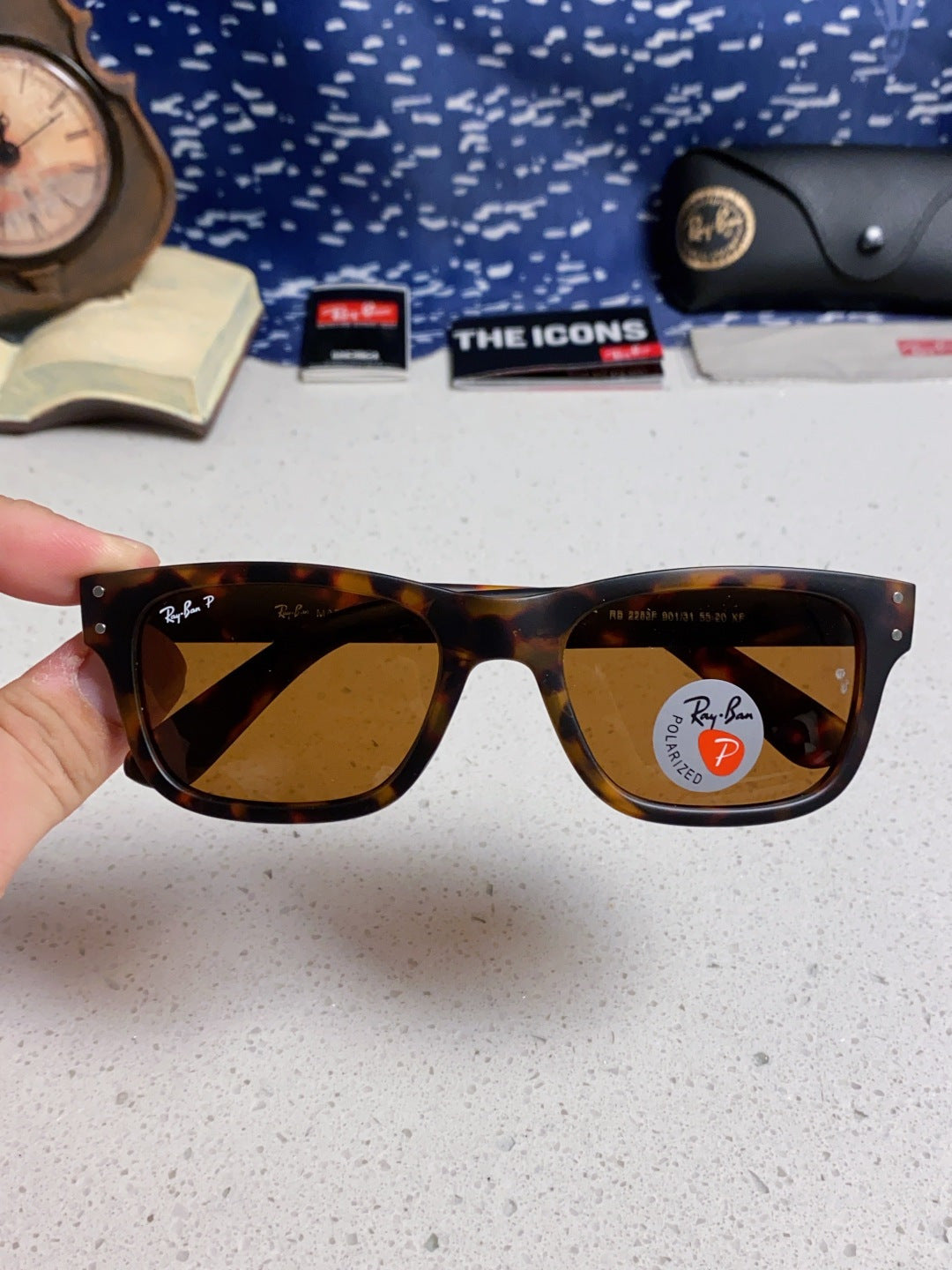 Ray-Ban RB2283 Polarized Square Brown Lens Sunglasses for Men & Women - detail image 4