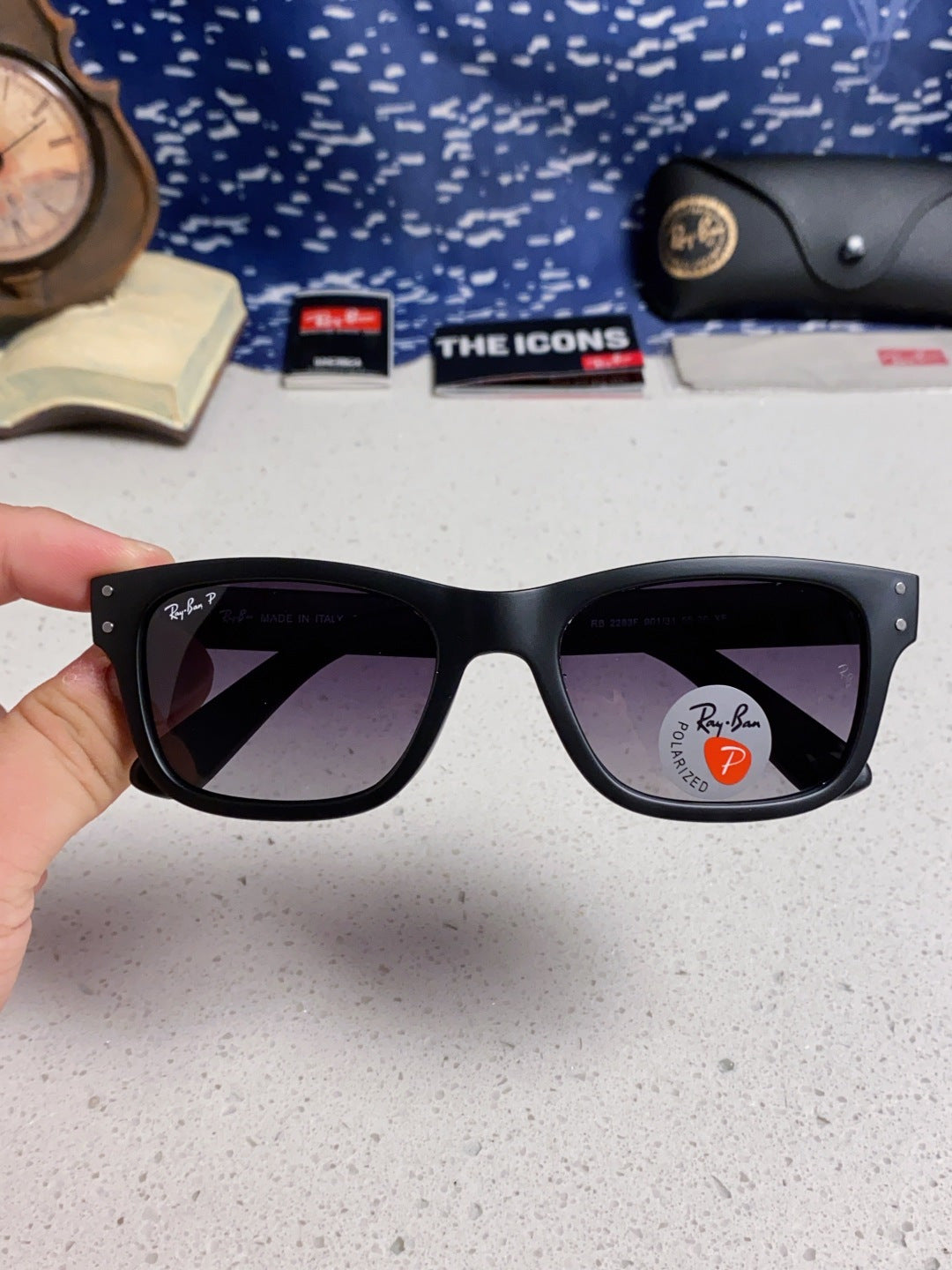 Ray-Ban RB2283 Polarized Square Silver Lens Sunglasses for Men & Women - detail image 4