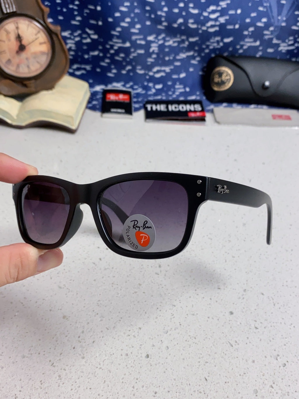 Ray-Ban RB2283 Polarized Square Silver Lens Sunglasses for Men & Women - detail image 6