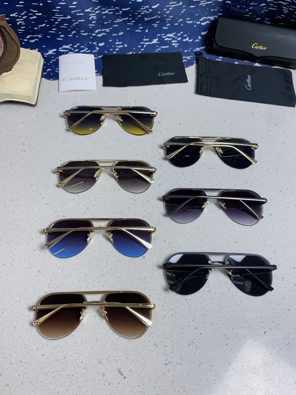 Cartier Metal Round Red Lens Sunglasses for Men & Women - detail image 11