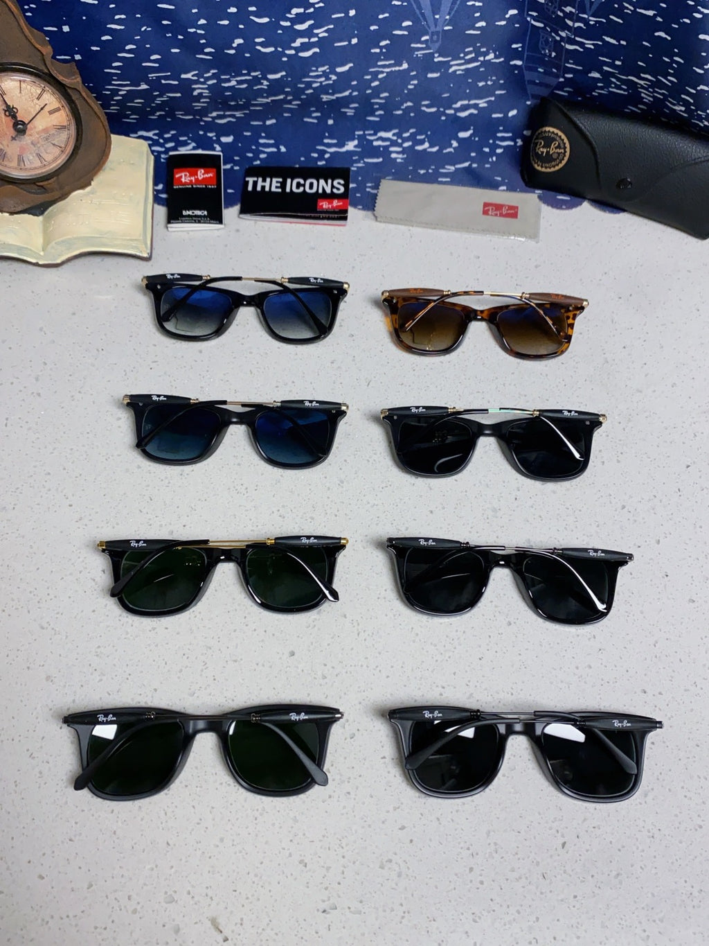 Ray-Ban RB2148 Metal Square Black Lens Sunglasses for Men & Women - detail image 11