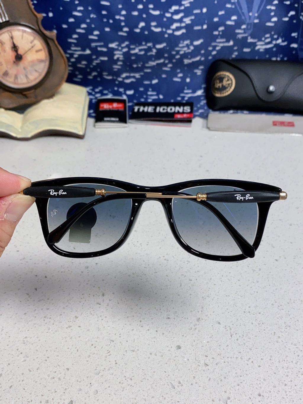 Ray-Ban RB2148 Metal Square Silver Lens Sunglasses for Men & Women - detail image 5
