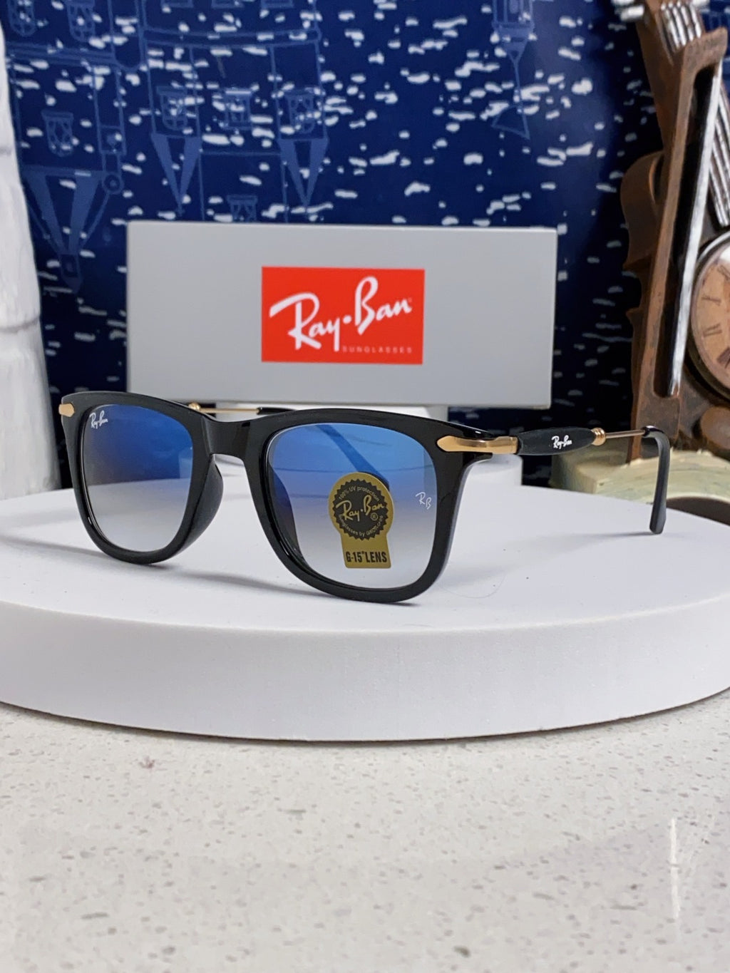 Ray-Ban RB2148 Metal Square Silver Lens Sunglasses for Men & Women