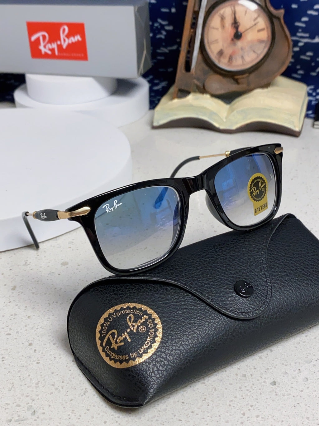 Ray-Ban RB2148 Metal Square Silver Lens Sunglasses for Men & Women - detail image 10