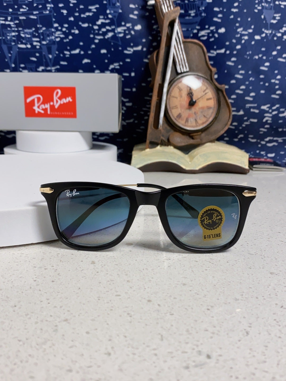 Ray-Ban RB2148 Metal Square Blue Lens Sunglasses for Men & Women - detail image 9