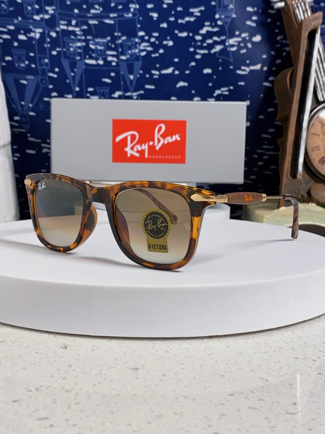 Ray-Ban RB2148 Metal Square Brown Lens Sunglasses for Men & Women
