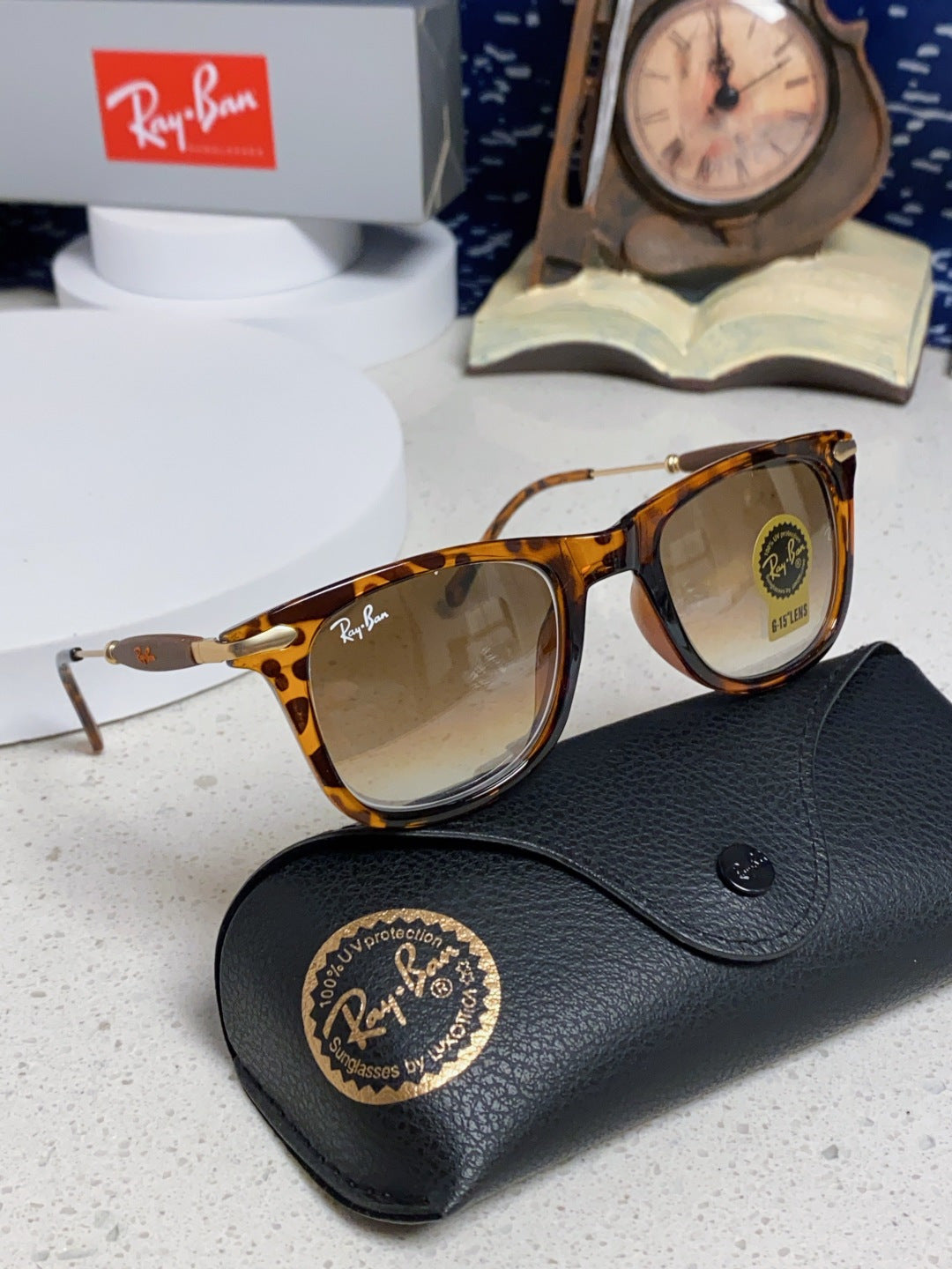 Ray-Ban RB2148 Metal Square Brown Lens Sunglasses for Men & Women - detail image 10