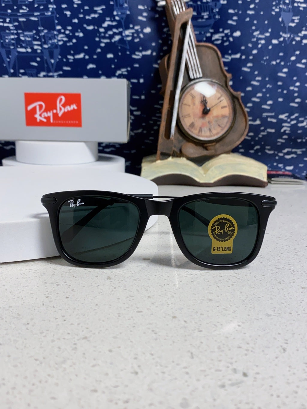 Ray-Ban RB2148 Metal Square Black Lens Sunglasses for Men & Women - detail image 9