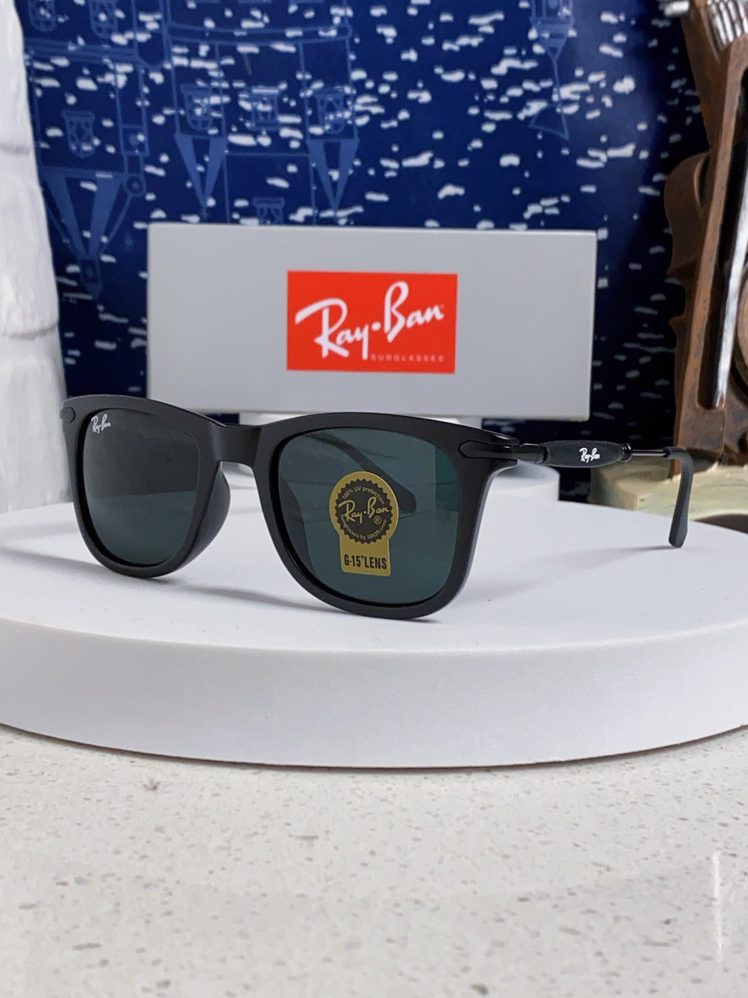 Ray-Ban RB2148 Metal Square Black Lens Sunglasses for Men & Women